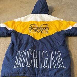 Vintage TurboZone Michigan Wolverines Puffer Jacket Full Zip Hood Size XL
